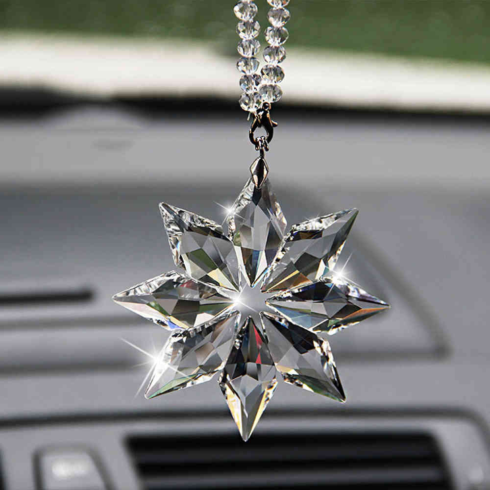 

Transparent Crystal Snowflakes Car Pendant Decoration Ornaments Sun Catcher Snowflake Hanging Trim Accessories Christmas Gifts