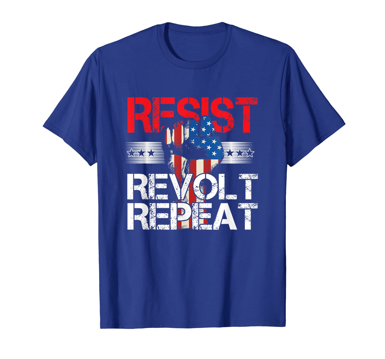 

Protester Typographic Resist Revolt Repeat T-Shirt Gift, White;black