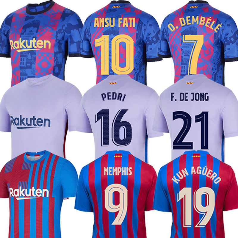 

Barcelona Soccer Jerseys 21 22 Barca MEMPHIS jersey ANSU FATI 10 PEDRI  F. DE JONG LENGLET 15 KUN AGUERO 19 BAR football shirts BFC kits Kids Equiment 2021 2022, Kids home