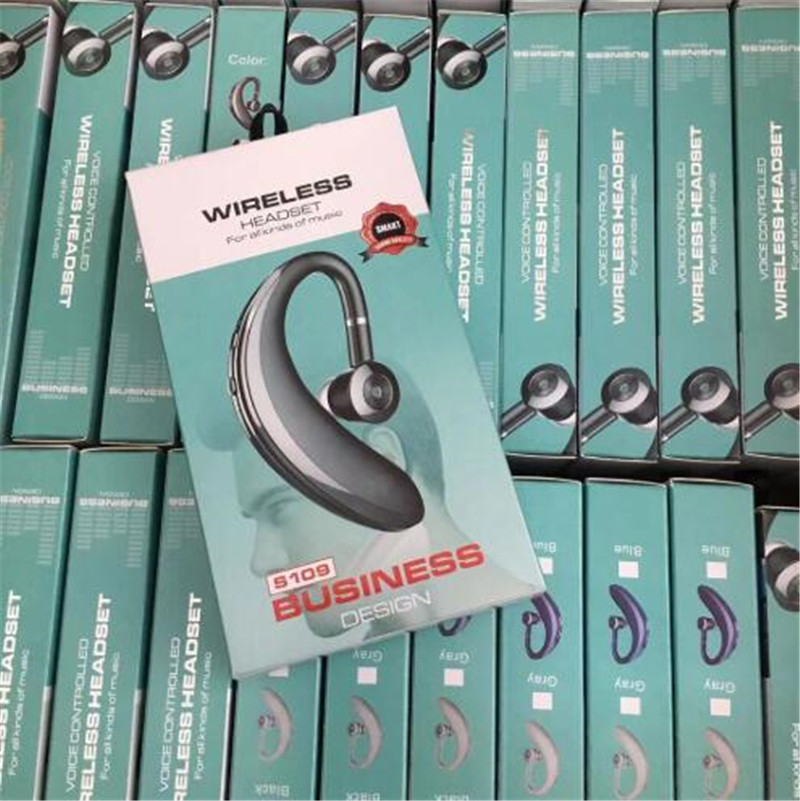 

s109 Bluetooth Earphones Wireless Headphones ear hook Headsets with MIC Handsfree Business Driver with Retail Package DHL, Black