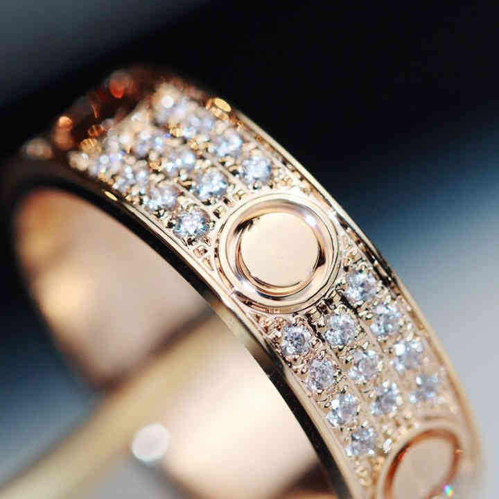 Kajia Love Ring Wide Version Narrow Single Diamond Full v Gold Material Electric 18k Cnc Carving