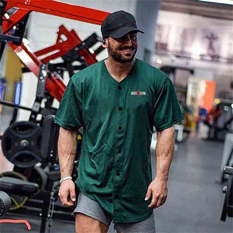 

Oversized Cardigan T shirt Men Mesh Quick Dry Gym Clothing Bodybuilding Fitness Tops Sports T-shirt Streetwear Hip Hop Tee Shirt 210707, White