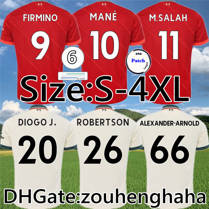 

M.SALAH VIRGIL FIRMINO Soccer Jerseys 2021 22 MANE THIAGO HENDERSON A.BECKER DIOGO J. HOME AWAY third Maillots de foot FABINHO KONATE KEITA Football shirt Kit Size S-4XL, Gk +patch