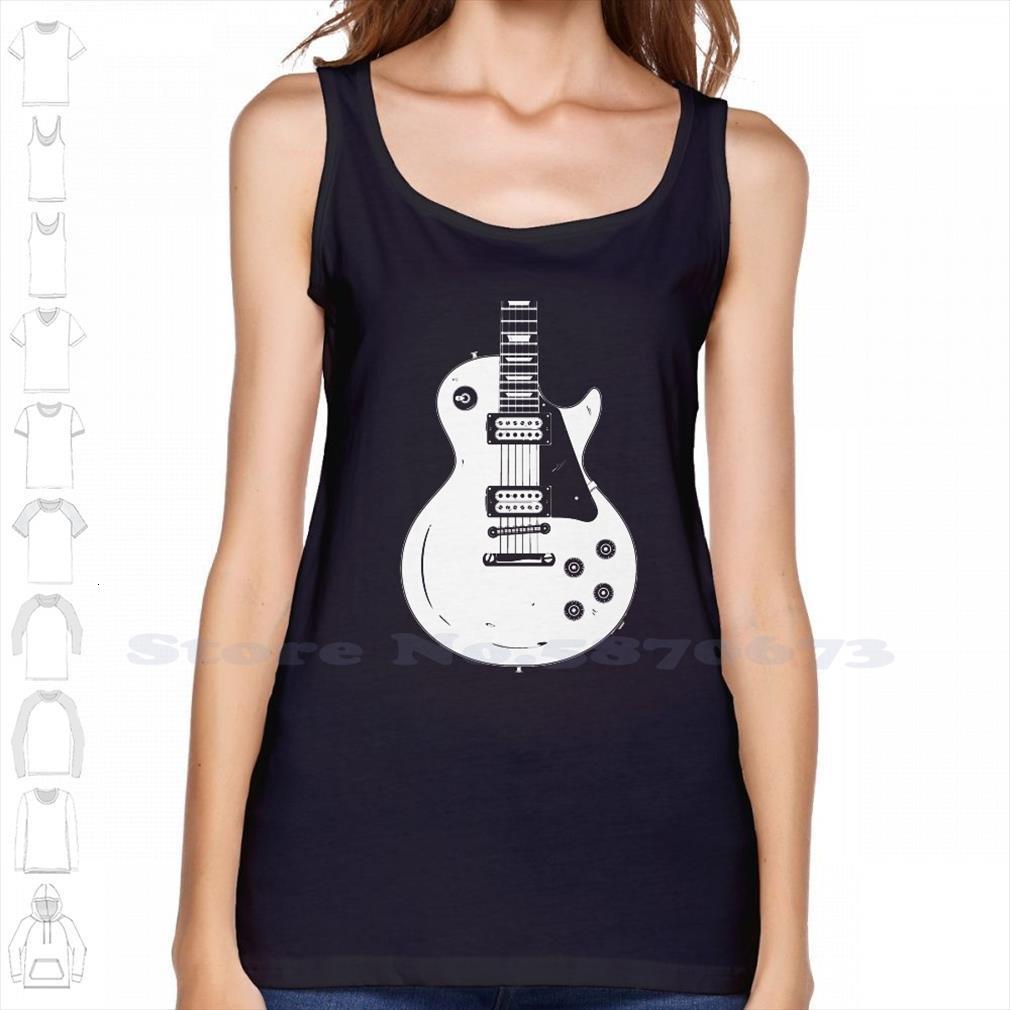 

white custom funny tank sleeveless vest guitar strings pick up volume switch frets fretboard classic scratch dent, White;black