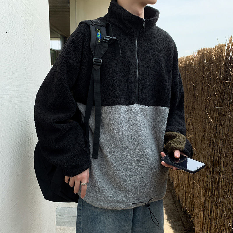 

2021 New Winter Plus Veet Padded Men's Warm Fashion Retro Casual Sweatshirt Men Streetwear Loose Hip-hop Pullover Hoodie Mens 5c6o, Black