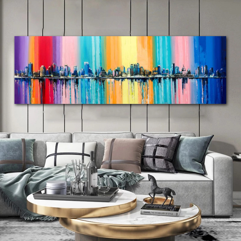 

Oil Painting Printed on Canvas Abstract City Posters And Pictures Wall Art For Living Room Bedside Home Decor Indoor Decorations