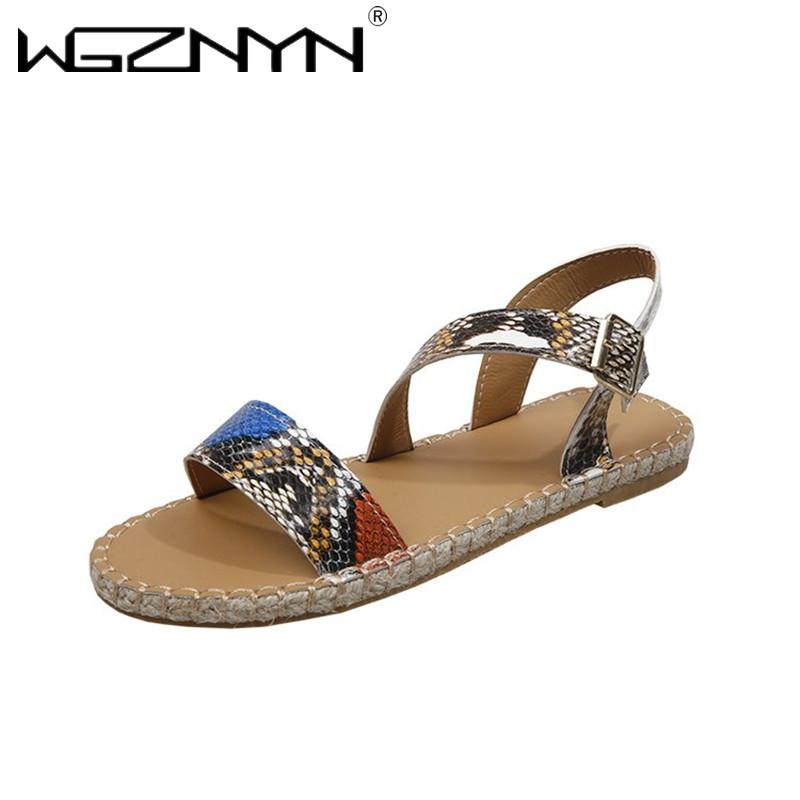 

WGZNYN 2021 Beach Summer Flat Women Sandals Plus Size 43 Fashion Casual Sandals Shoes Ladies Boho Woman Comfortable Footwear, Black