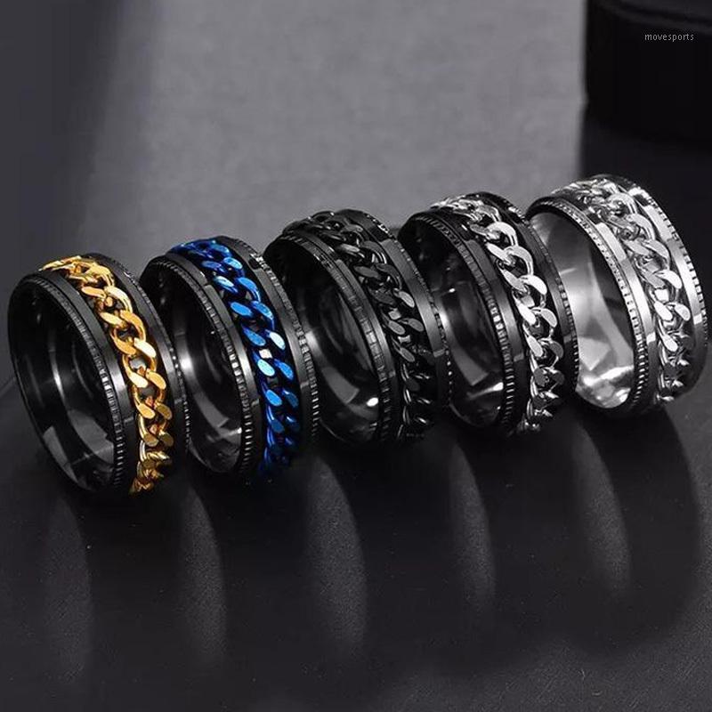 

Cluster Rings Fashion Curb Chain Spinner For Men Trendy 8 Mm Width Stainless Steel Rotatable Party Jewelry Gift1