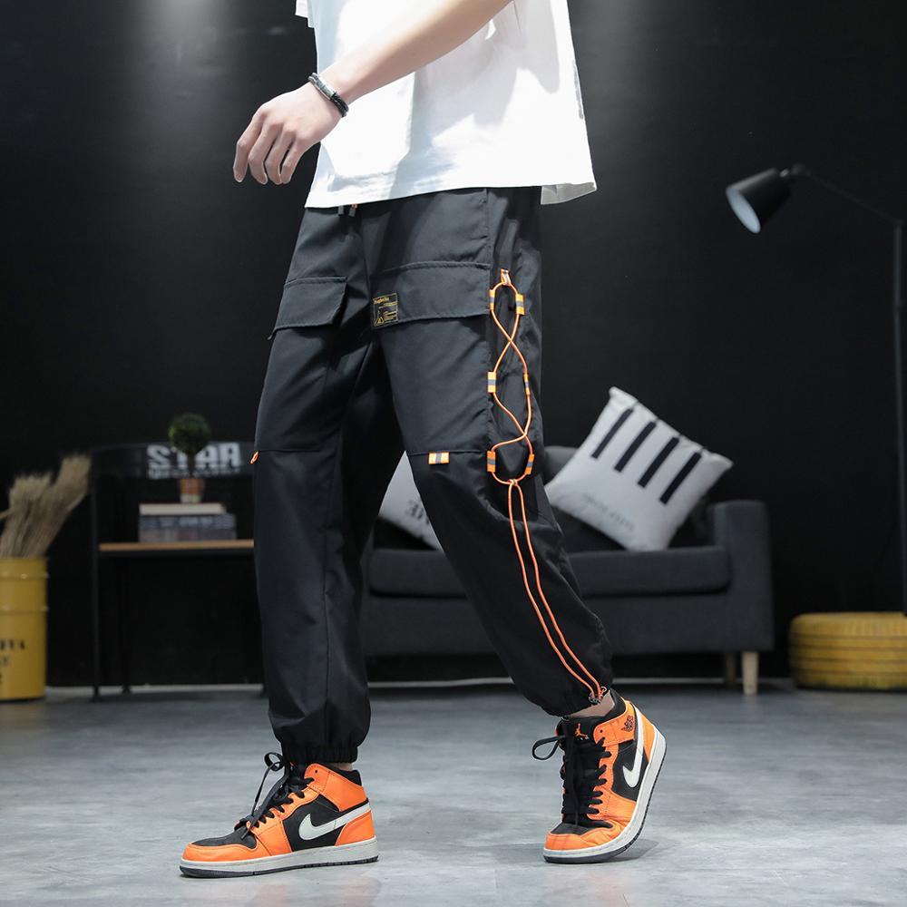 

Cargo Joggers Men Black Harem Multi-pocket Ribbons Man Sweatpants Streetwear Casual Pants 2021 New Male Trouser T9xn Regn