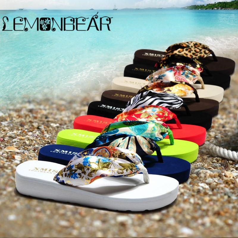 

Slippers Summer Beach Flip Flops Sandals Women's Female Flat Wedges High Heel Woman Outdoor Slipper, Black