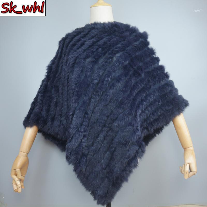 

Scarves Lady Real Fur Poncho Scarf Autumn Winter Shawl Knitted Women Elastic Genuine Pashmina, Blue;gray
