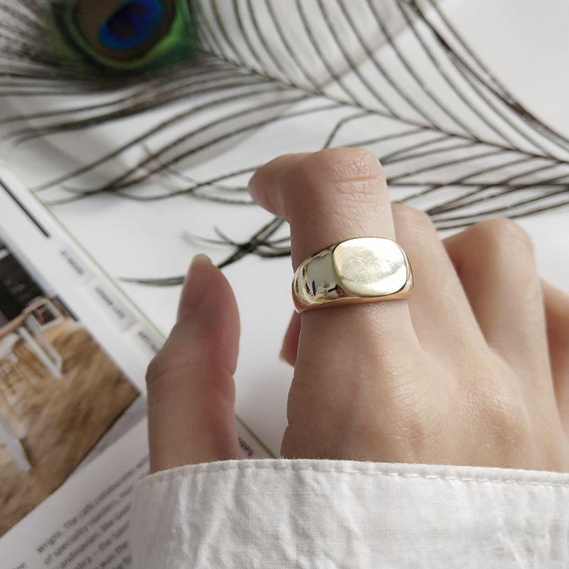 

Cluster Rings Silvology Glossy Square Gold 925 Nordic Style Simple Sterling Silver Open Korea For Women Elegant Jewelry Gift, Golden;silver