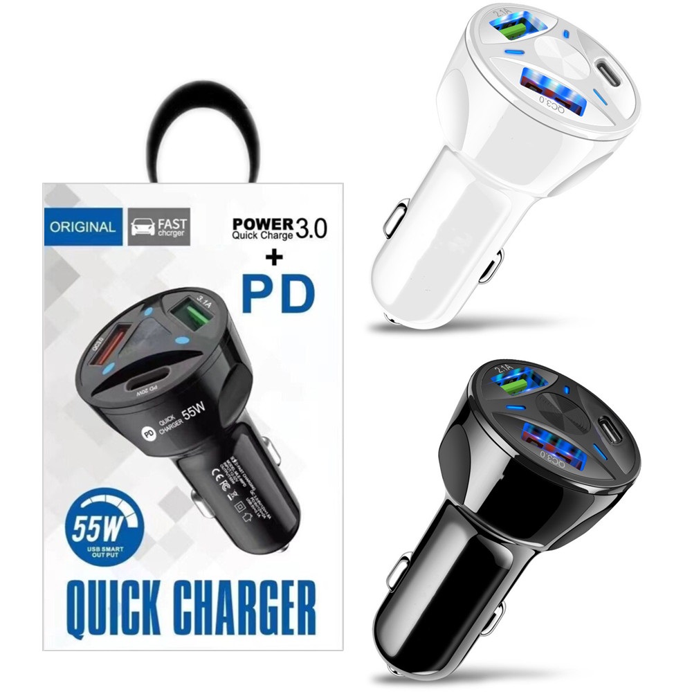 

3 Ports Type C USB-C PD Car Charger Auto Power Adapters 12W Chargers For Ipad IPhone 12 13 Pro Max htc Android phone gps