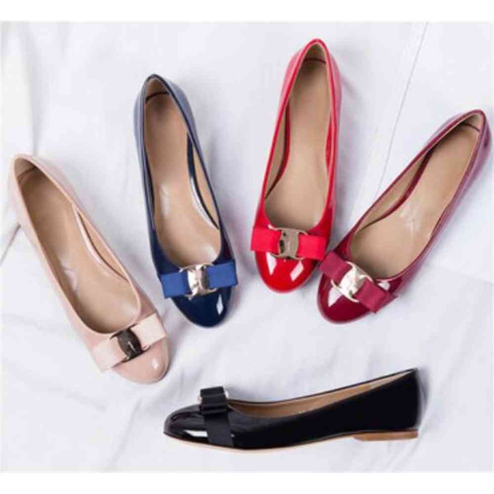 

DORP SHIPPING 2021 Newest Women Flats Brand Leather Ballet Shoes Flats Ladies Zapatos Mujer Sapato Feminino Low pirce yemianbu, 3.5cm heel red