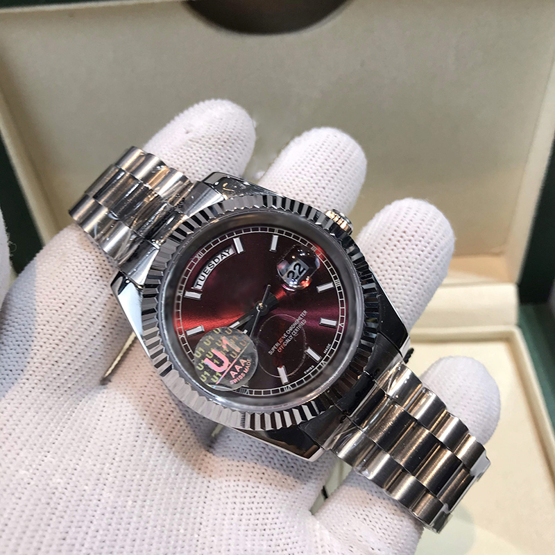 

17 types Top sell watch Silver Case Red dial mechanical self-winding glide smooth 40MM mens royal oaks watch sweeping watches, Slivery;brown