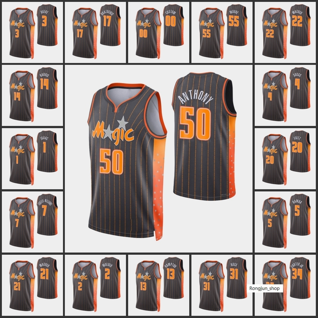 

Screen Print Men Basketball Orlandos E'Twaun Moore Cole Anthony Terrence Ross Jonathan Isaac Mohamed Bamba Magics 75th Anniversary Custom Jersey Size S-3XL