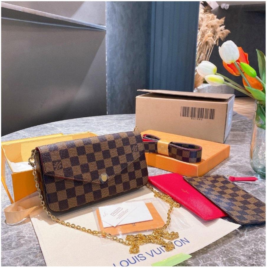 

LVLOUISVITTON VUTTON Women Evening Bags genuine leather handbags shoulder crossbody bag card holder Wallet 3 pcs purse set