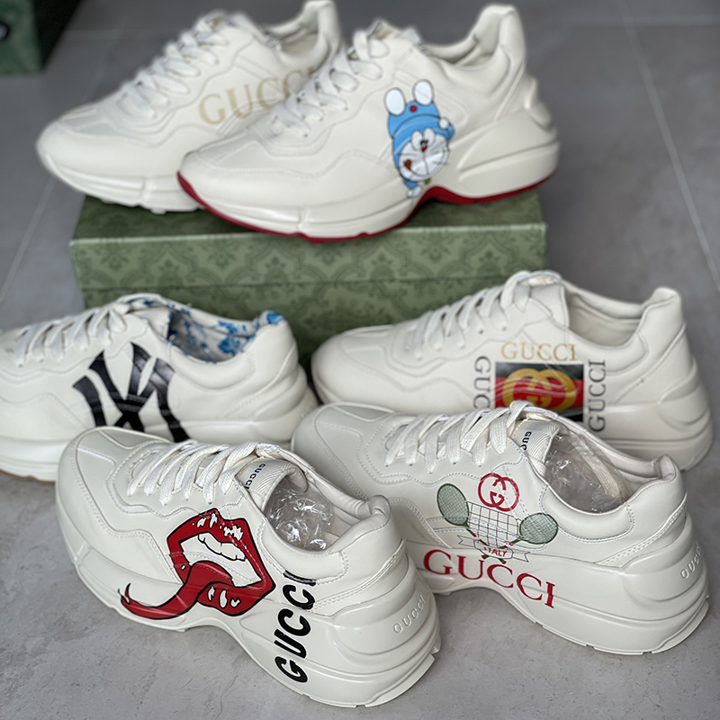 

2021 Women Rhyton sneaker Men Designer Platform Shoes Red Green stripe Multicolor Sneakers Leather Runner Trainer Casual Shoes Top Quality With Box 319, Color 1