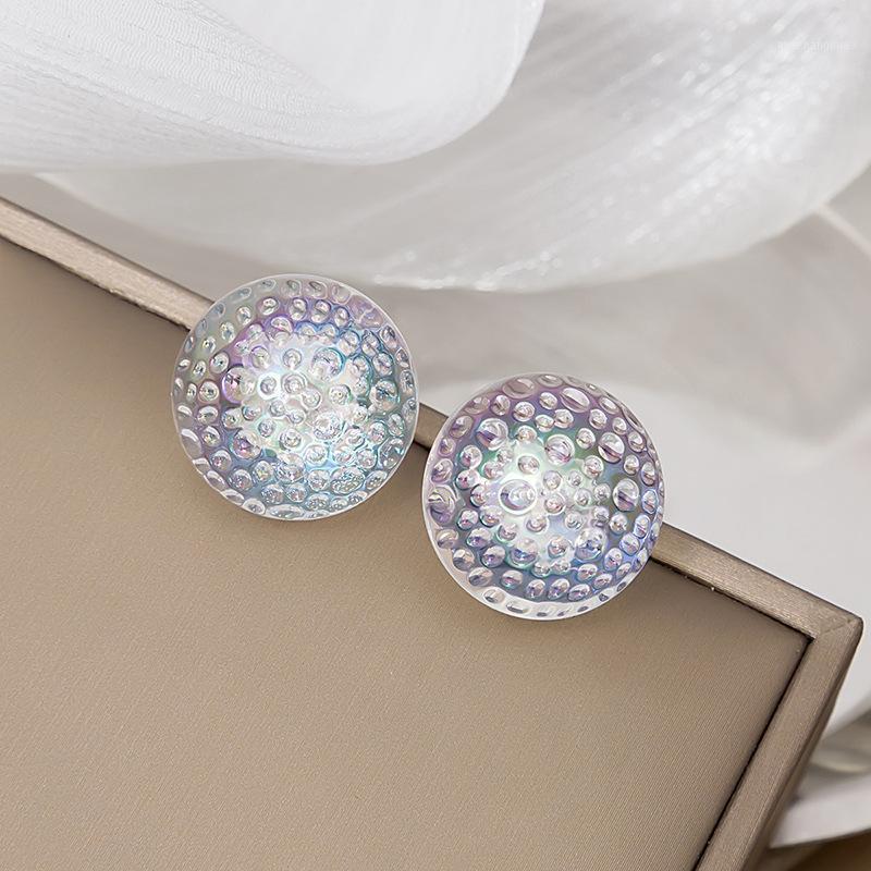 

Stud Fashion Heart Round Transparent Acrylic Earrings For Women Girls Summer Design Geometric Ear Jewelry Party Gifts, Golden;silver