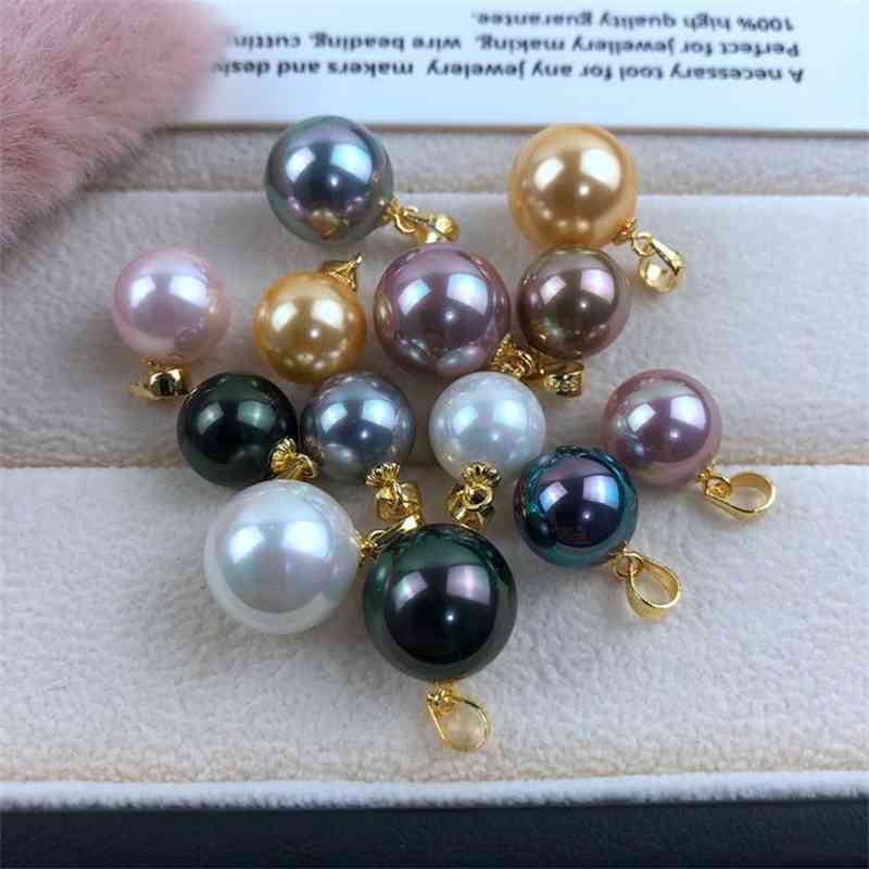 

4-10mm-12mm -14mm Super Big Whole Cheap Shell Pendant Nice Quality Jewelry Round Pearl 100pcs/lot