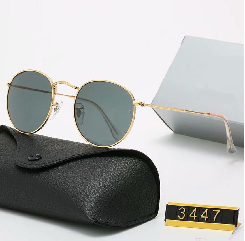 

Original Classic Round Sunglasses Brand Design UV400 Eyewear Metal Gold Frame Sun Glasses Men Women Mirror 3447 Sunglasses Polaroid glass Lens
