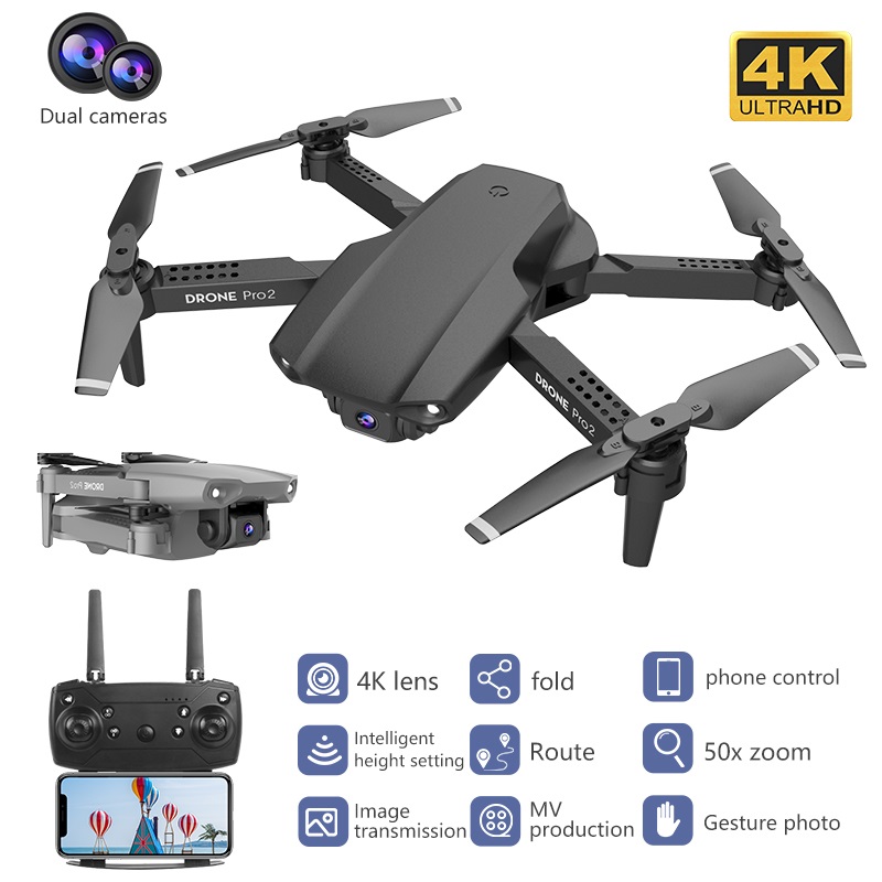 

E99 RC Drone Optical Flow Precision Fixed Point 4K HD Camera Professional Aerial Photography Helicopter Foldable Quadcopter, Black