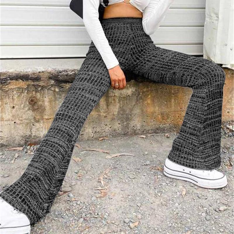 

Women' Pants & Capris Spring And Autumn Casual Comfortable High Waist Sexy Knit Trousers Flared Wide Leg, Green