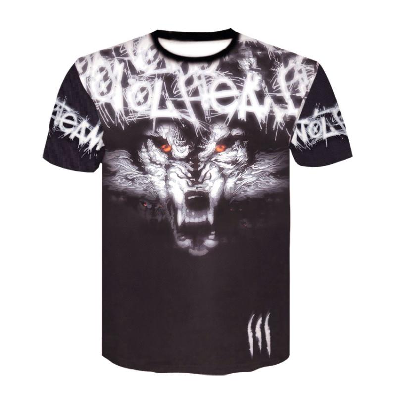 

Men's T-Shirts Casual Street 3D Wolf Head Print T-shirt Fashion And Comfortable Short-sleeved Hip-hop, White;black