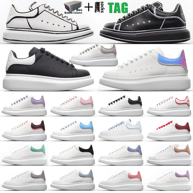

[With Box] Fashion Men Shoe Designer Women Leather Lace Up Platform Oversized Sole Sneakers White Black mens womens Luxury velvet suede Casual Shoes 35-46, 22