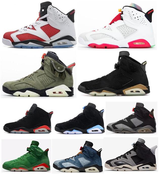 

2021 Carmine 6 Hare DMP Travis Scotts Washed Denim Bred Black Infrared Paris Tech Chrome 6s Basketball Shoes Men Sports Sneakers, Cny