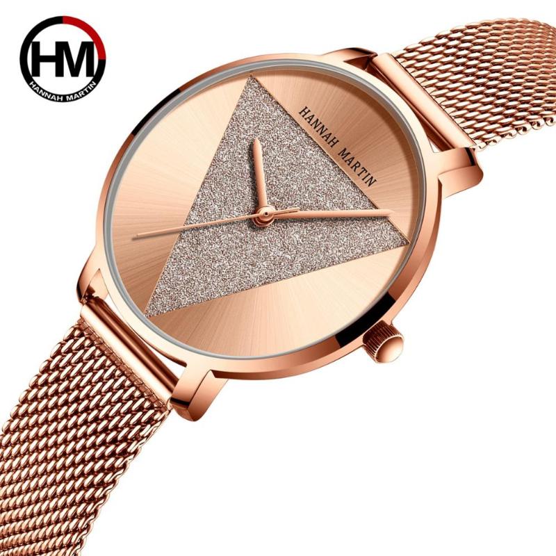 

Wristwatches HM Fashion Women Watch Rose Gold Luxury Ladies Dress Waterproof Women's Quartz Wristwatch Stainless Steel Relogio Feminino, Silver