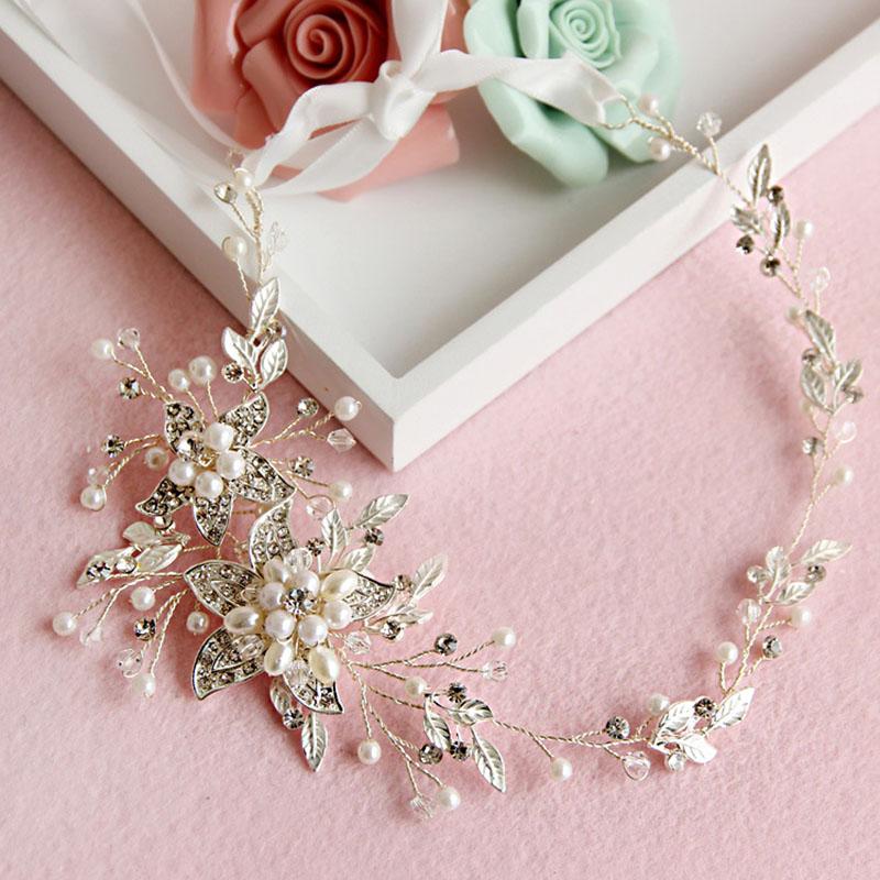 

Hair Clips & Barrettes Elegant Wedding Bridal Accessories Tiara Headband Imitation Pearl Crystal Flower Ribbon Jewelry EA, Golden;silver