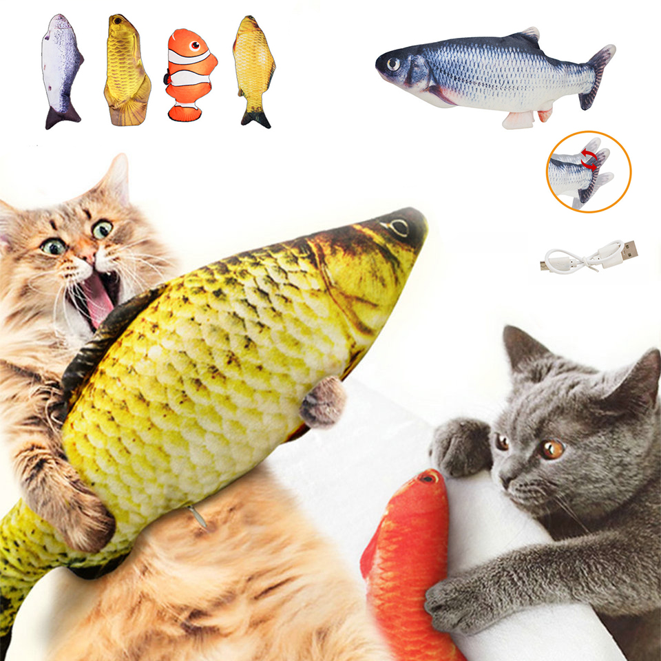 

Electric Cat Toy Fish USB Charger Interactive Realistic Pet Cats Chew Bite Toys Floppy Fish Cat toy Pet Supplies For Cats w-00714
