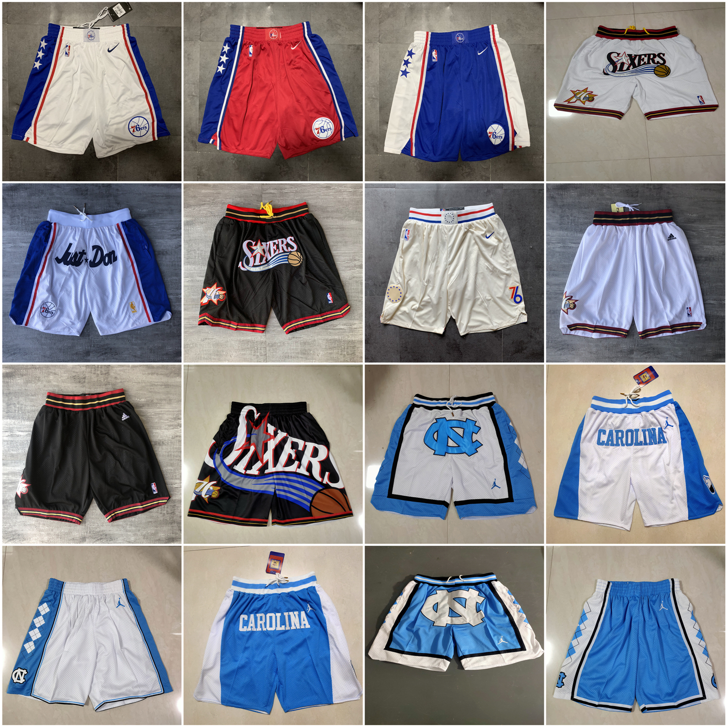 

2021 Team Basketball Short Just Don North Carolina Tar Heels Shorts Hip Pop Pant With Pocket Zipper Sweatpants Stitched Size -XXXL Summer Breathable, As photo
