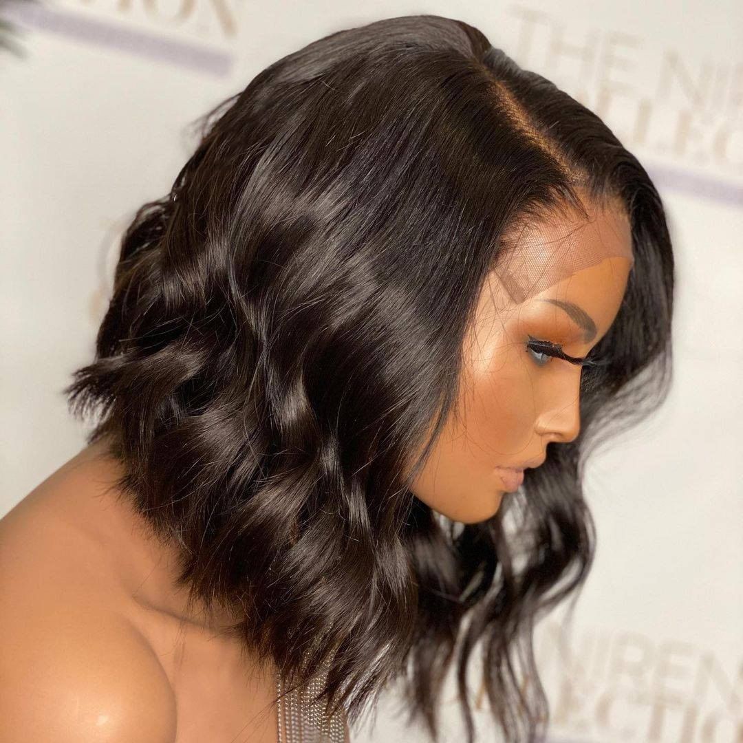 Body Wave 13x6 Lace Front Wig Human Hair Short Bob Wig 180 Density Suitable for Black Women Brazilian Remy Hair-image-788789512
