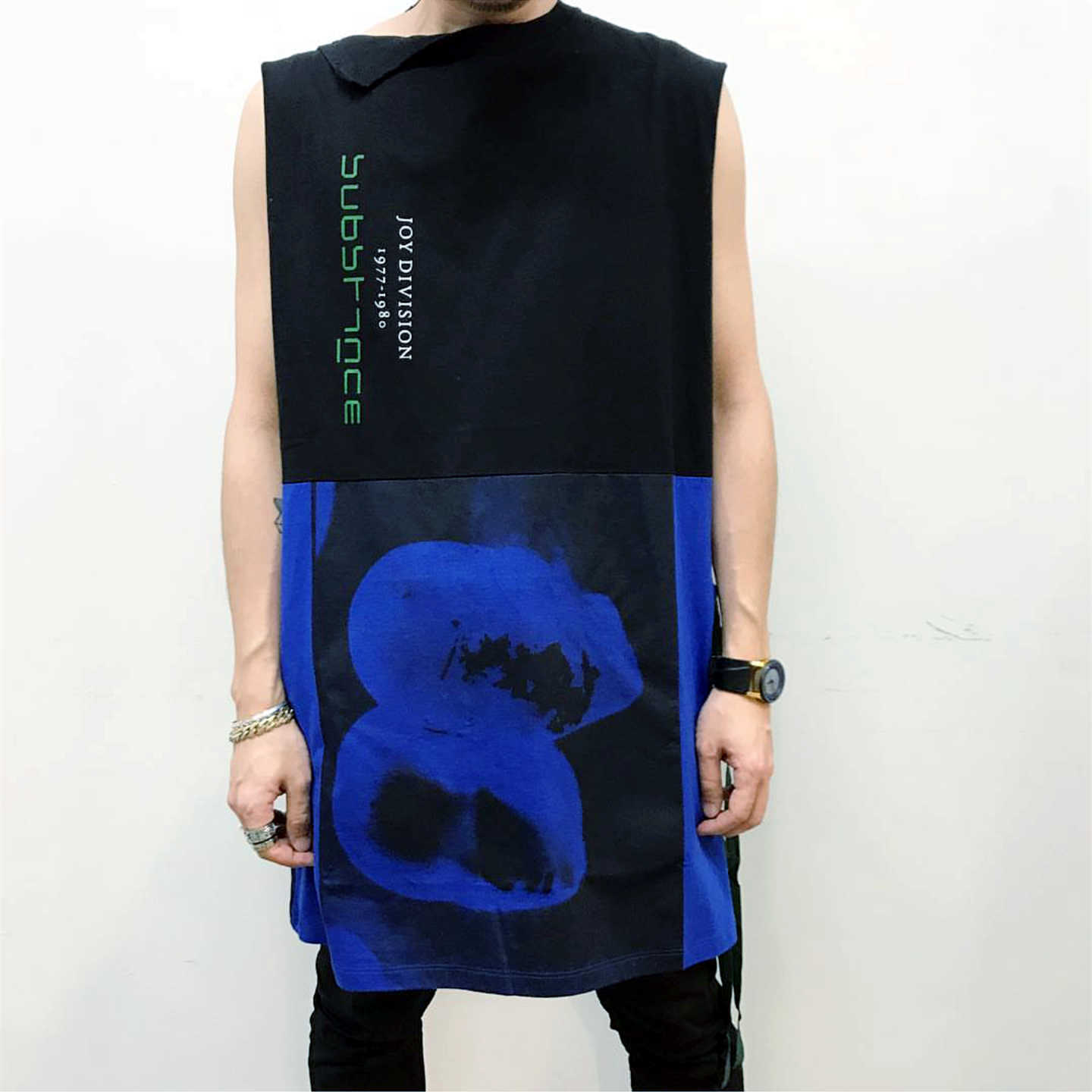 

Men's Tank []B. Numbers raf18ss figure ripple pulse Simons sleeveless men's and women's loose waistcoat, Blue
