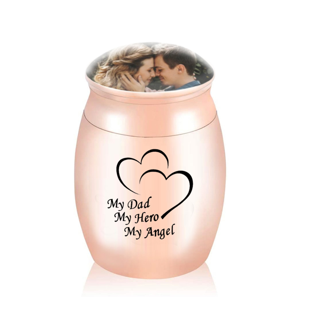 

Heart-shaped pattern cremation urn pendant, small 30*40mm ashes jar to commemorate Dad-My Dad,my hero my Angel