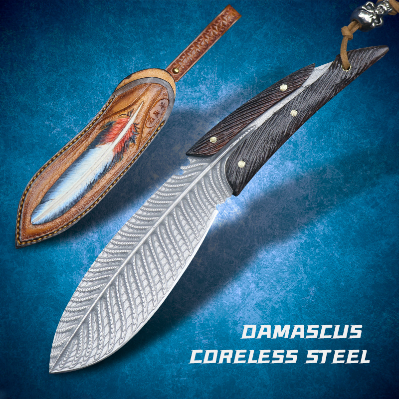 

Damascus steel hunting straight knife one fixed blade collection outdoor camping survival tactics alloy fighting equipment hiking travel fis
