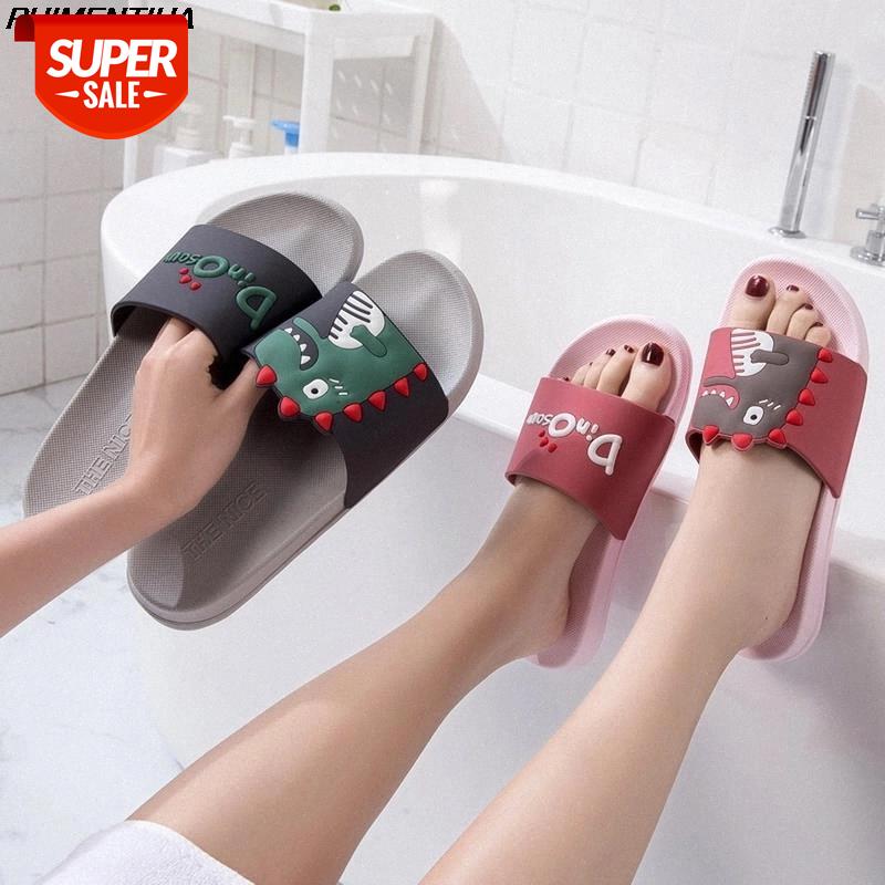 

New Summer Slides Women House Slippers Cute Cartoon Thick Bottom Floor Flat Home Shoes Bathroom Sandals Couple Girl Shoes #2k2f, Black