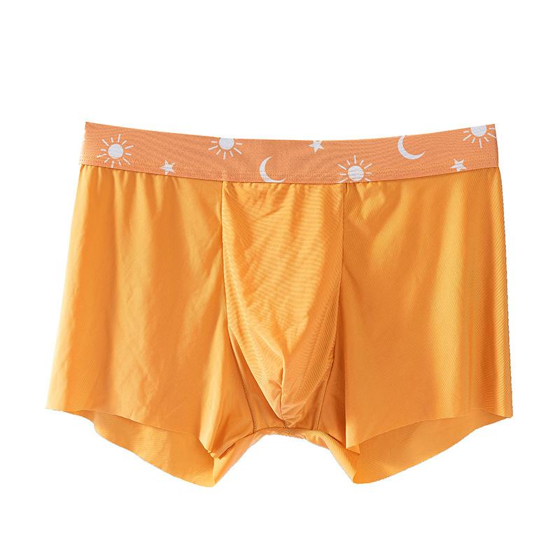 

Underpants Sexy Men Boxer Shorts Underwear Mid Waist Mens Boxers Cueca Homme Ice Silk Thin Breathable Male Boxershorts Panties, F green