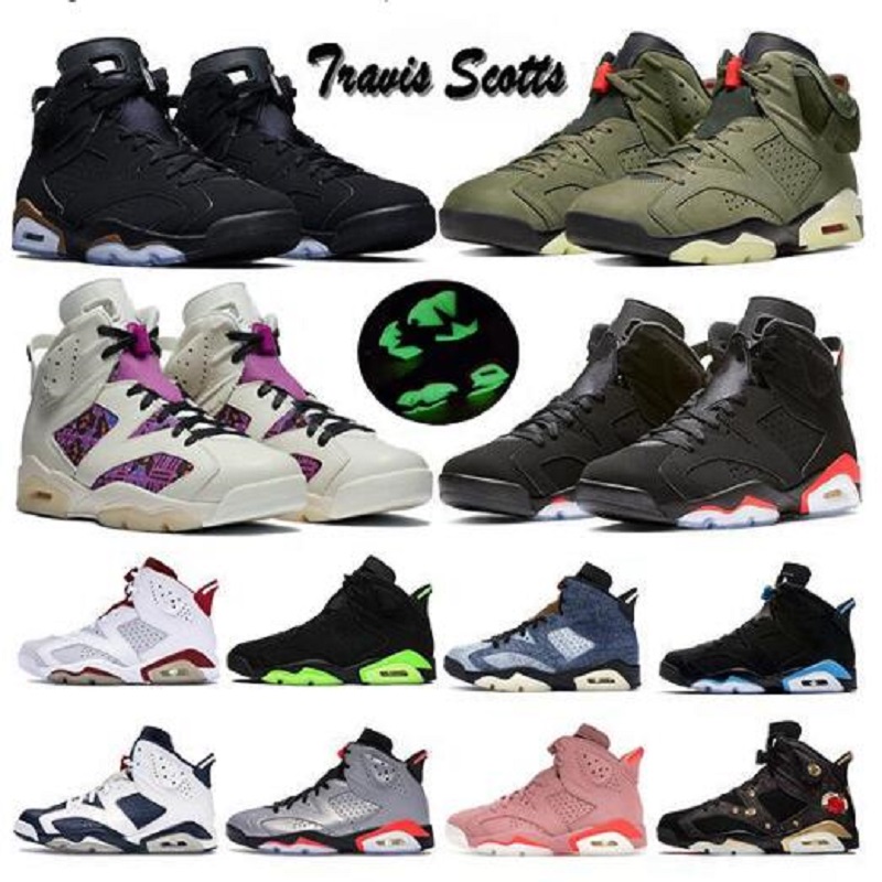 

DMP Black Infrared UNC 6 6s Electric Green men sports Basketball Shoes Jumpman travis scotts alternate Hare Quai54 Sail trainers Sneakers, # 6
