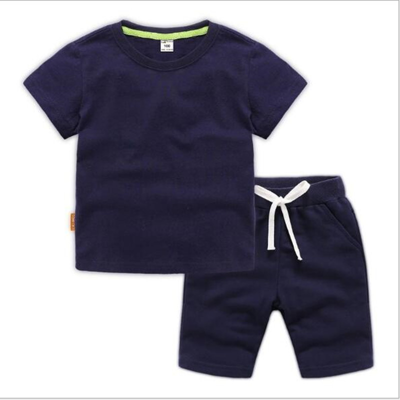 

New 2021 Summer Children Baby Boys Girls Shorts 100% Cotton Solid Kids Clothes Set -150 V9hx, Sky blue