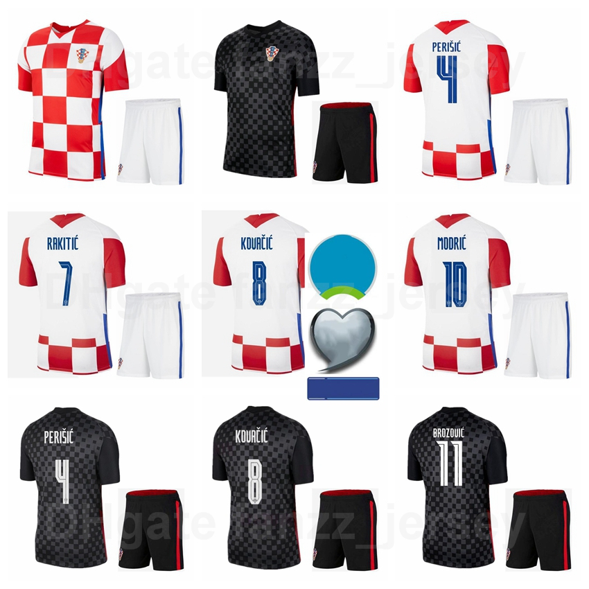 

2021 2022 Soccer Croacia 10 Luka Modric Jersey Set National Team 4 Ivan Perisic 7 Rakitic 9 Andrej Kramaric MANDZUKIC Football Shirt Kits, Black