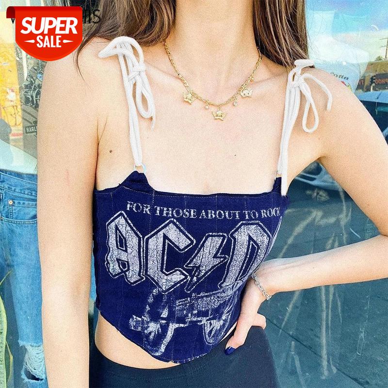 

WannaThis Women's Crop Top Summer Print Sexy Sleeveless Tops Backless Lace up Streetwear Camisole Casual Vintage Tank Top Ladies #pm5Q, White