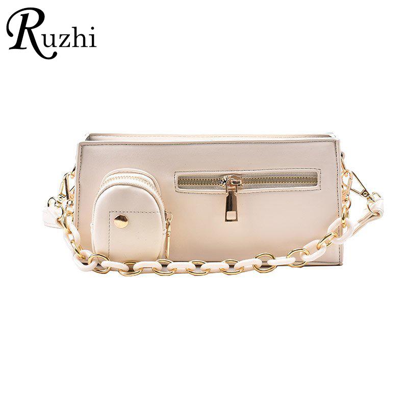 

Chain Women Bags Solid Baguette Bag Multiple Pockets Tote Bag 2021 New Arrivals Designer Handbags Fashion Crossbody Bags, White