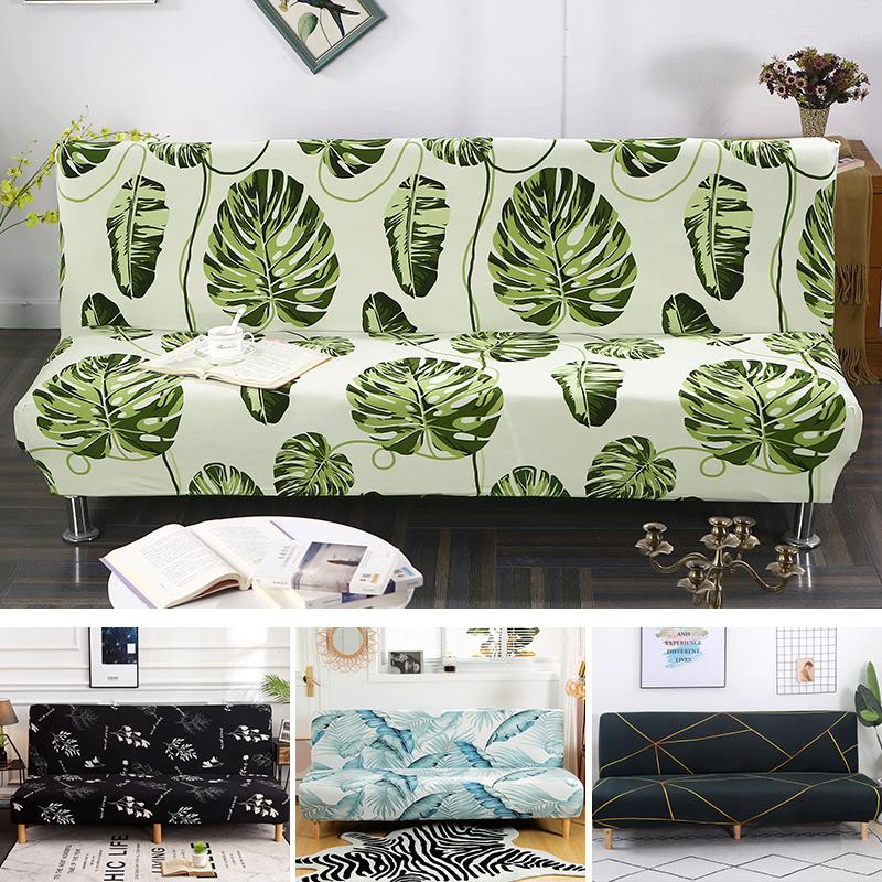 

Chair Covers 150-215cm Sofa Bed Cover Polyester Armless Printed Foldding Elastic Couch Bench Slipcover For Home