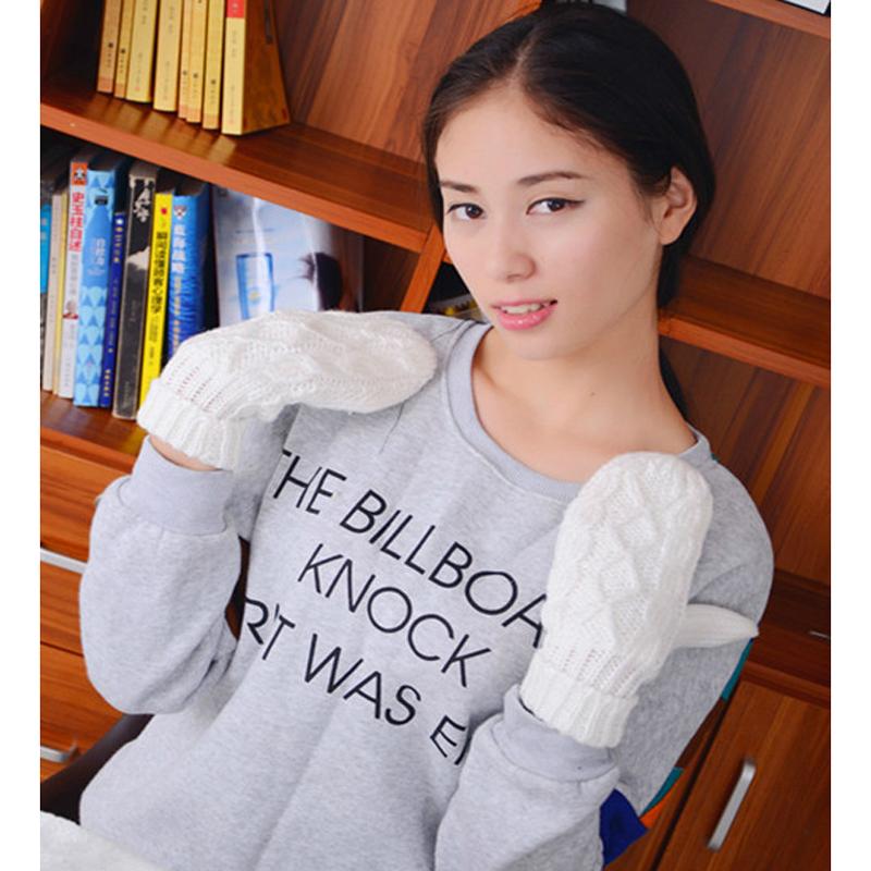 

Five Fingers Gloves Warm Winter Women Mittens 6 Color Woman Ladies Lovely Knitted Girls Gift Female, Blue;gray