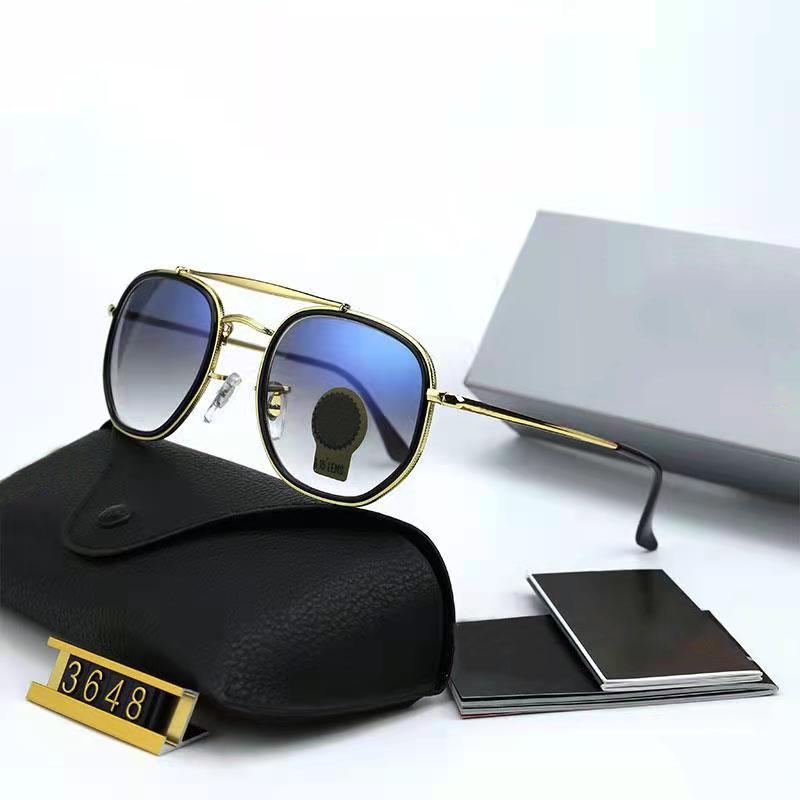 Lunettes de soleil Classic Vintage Hommes Femmes Designer En alliage Cadre Verres en verre trempé Verres de revêtement bleu UV400
