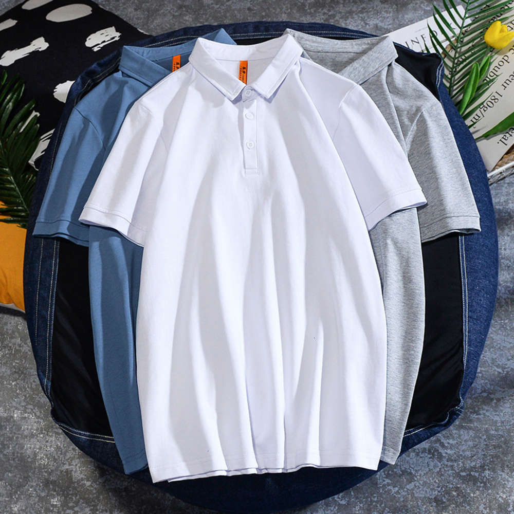 

Polo casual Korean fit slim top T-shirt summer basic solid Short Sleeve men's Shirt, White;black
