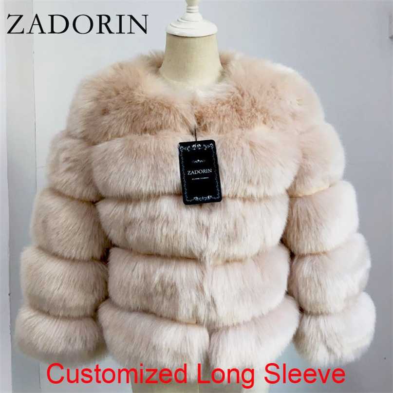 

ZADORIN Long Sleeve Faux Fur Coat Women Winter Fashion Thick Warm Fur Coats Outerwear Fake Fur Jacket Plus Size 211018, Dark lotus pink